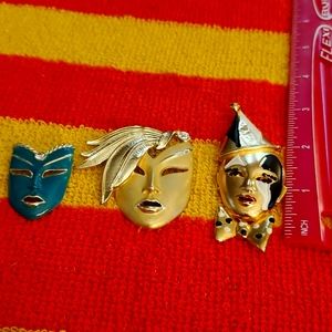 Rare brooches masks and clown